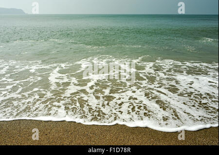 SURFEN SIE AM STRAND IM SÜDEN MILTON SANDS IN DER NÄHE VON THURLESTONE FELSEN IM SÜDEN VON DEVON Stockfoto