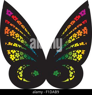 Bunten stilisierten Schmetterling mit Blumen gefüllt Stock Vektor