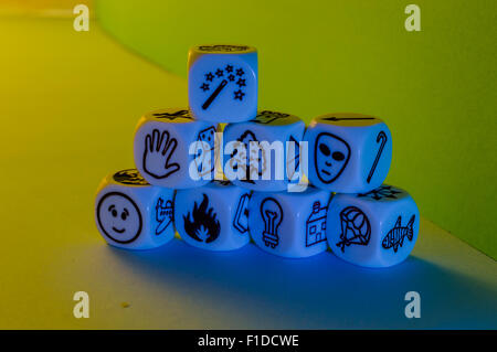 Würfel mit Bildern Stockfoto