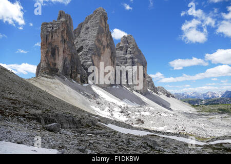 Tre Cime di Lavaredo Dolomiten in Italien Stockfoto