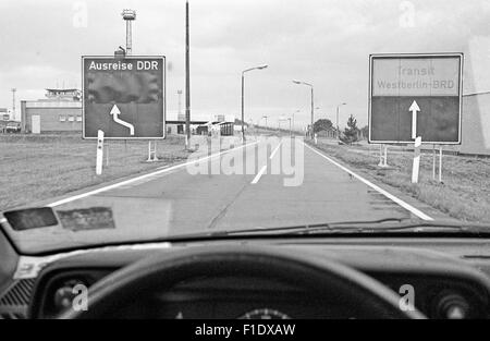 Letzten Verschiebung der DDR-Grenztruppen, der deutsch-französischen Grenze, hier am Grenzübergang Punkt Wartha-Herleshausen, Autobahn A4 Stockfoto