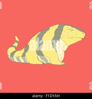 Flachen Hand gezeichnete Symbol von einem niedlichen goldene Teju Stock Vektor