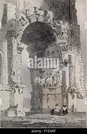 Diese Illustration stammt von „Demonstration of the Truth of the Christian Religion“, einem Werk aus dem Jahr 1844, das theologische Argumente und doktrinäre Erklärungen zur Geltung des Christentums vorstellt. Das Buch enthält visuelle Hilfsmittel und historischen Kontext. Stockfoto