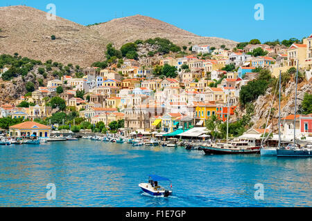 Hafen bei Symi. Griechenland Stockfoto