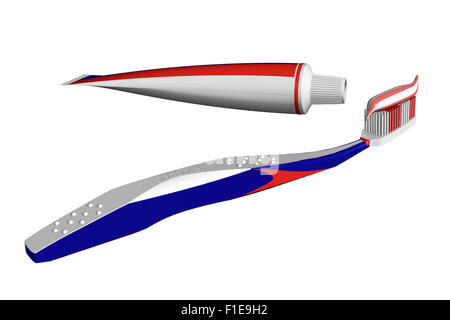 Zahnbürste und Zahnpasta-set Stockfoto