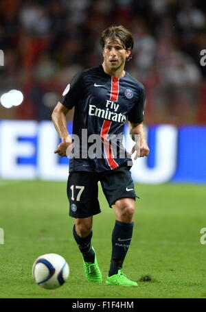 Monaco, Frankreich. 30. August 2015. Französischen Liga 1 Fußball. Monaco im Vergleich zu Paris Saint-Germain. Maxwell (Psg) © Action Plus Sport/Alamy Live News Stockfoto