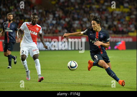 Monaco, Frankreich. 30. August 2015. Französischen Liga 1 Fußball. Monaco im Vergleich zu Paris Saint-Germain. Edinson Cavani (Psg) © Action Plus Sport/Alamy Live News Stockfoto