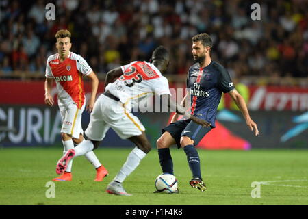 Monaco, Frankreich. 30. August 2015. Französischen Liga 1 Fußball. Monaco im Vergleich zu Paris Saint-Germain. Thiago Motta (Psg) © Action Plus Sport/Alamy Live News Stockfoto