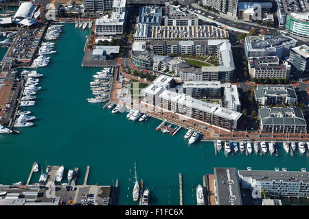 Viaduct Harbour, Auckland Waterfront, Auckland, Nordinsel, Neuseeland - Antenne Stockfoto