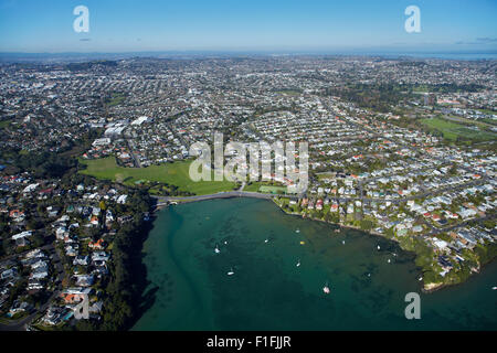 Herne Bay, Coxs Bay und Westmere, Auckland, Nordinsel, Neuseeland - Antenne Stockfoto