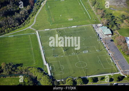 Seddon Fields künstliche Fußballplätze, Western Springs, Auckland, Nordinsel, Neuseeland - Antenne Stockfoto