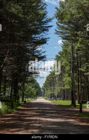 eine Straße in einem Campingplätze in Maine Stockfoto