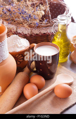 Stillleben mit Haus-Hof-Produkte Stockfoto