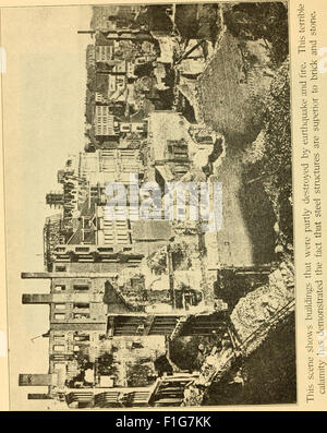 Dieser Bericht dokumentiert die Zerstörungen, die 1906 durch das Erdbeben und den Brand in San Francisco verursacht wurden. Es umfasst auch Diskussionen über Vulkanausbrüche wie den Vesuv, in denen die Ursachen dieser Naturkatastrophen und ihre Auswirkungen erläutert werden. Stockfoto