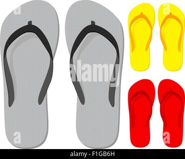 Flip-Flop gesetzt auf einem weißen Hintergrund. Vektor-Illustration. Stock Vektor