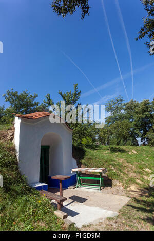 Weinkeller, Petrov Plzeň, in der Nähe von Straznice, Wein Region Slovacko, Süd-Mähren, Tschechische Republik Stockfoto