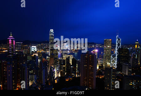 Eine Nacht Blick auf Hong Kong Central & Admiralität Bezirke. Stockfoto