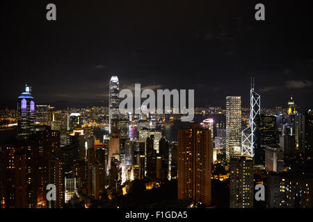 Eine Nacht Blick auf Hong Kong Central & Admiralität Bezirke. Stockfoto