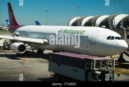 Air Madagascar Airbus A340 in Bangkok Suvarnabhumi Airport. Stockfoto