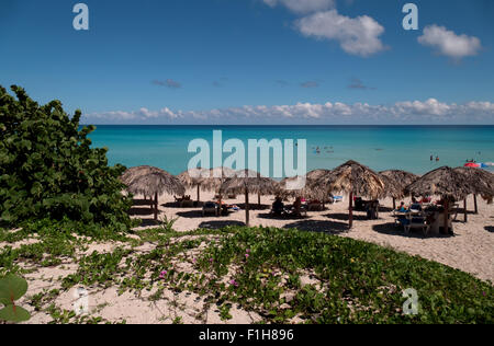 Varadero, Kuba. Reisen, Ferien, Urlaub, kubanischen Tourismus, Tropen. Menschen, Touristen auf weißem sand tropischen Strand, Karibik Stockfoto