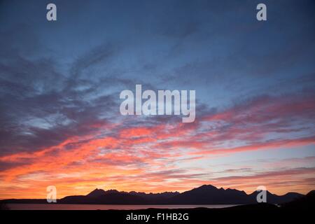 Cuillin Berge bei Sonnenuntergang, Isle Of Skye, Hebriden, Schottland Stockfoto
