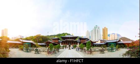 Panoramablick, Chi Lin Nunnery, Diamond Hill, Kowloon, Hong Kong, China Stockfoto