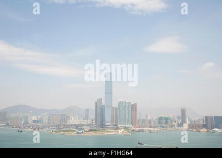 Blick vom The Peak, runter auf Central und Kowloon, Hong Kong Stockfoto