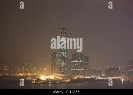 Blick vom The Peak, runter auf Central und Kowloon, Hong Kong Stockfoto