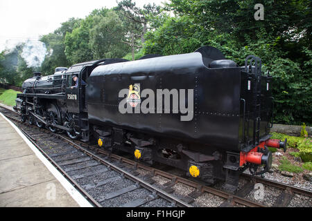 Nahaufnahme von BR 4-6-0 Standard Lok 75078 bei Swindon 1956 zu einem BR standard Design gebaut und ausgestattet mit doppelten Schornstein Stockfoto