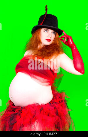 Spaß Portrait schöne schwangere Frau Stockfoto