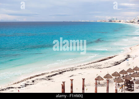 Strand-Panoramablick Cancun, Mexiko Stockfoto