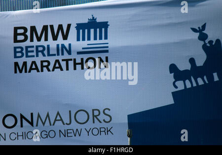 Logo - Berlin-Marathon, 28. September 2014, Berlin-Mitte. Stockfoto