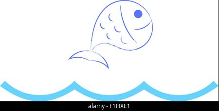 Fische springen über Wellen. Vektor-Illustration. Stock Vektor