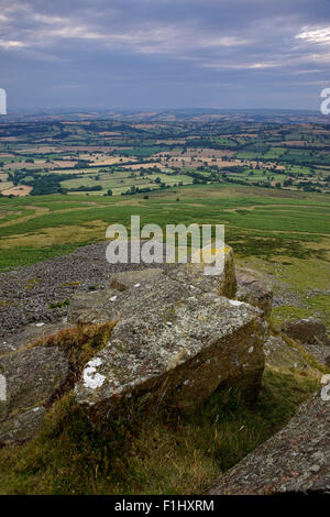 Blick von der Spitze der Titterstone Clee Hill, Shropshire, England, UK Stockfoto