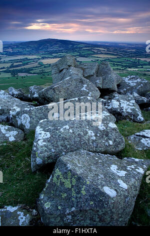 Blick von der Spitze der Titterstone Clee Hill, Shropshire, England, UK Stockfoto