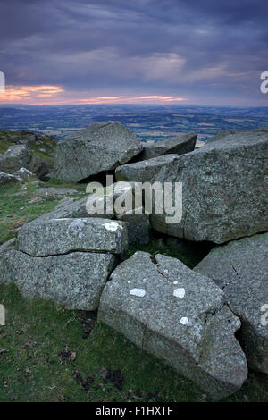 Blick von der Spitze der Titterstone Clee Hill, Shropshire, England, UK Stockfoto