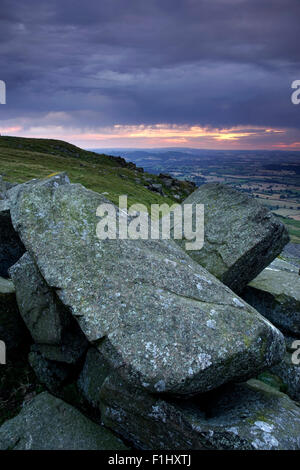 Blick von der Spitze der Titterstone Clee Hill, Shropshire, England, UK Stockfoto