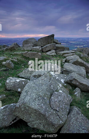 Blick von der Spitze der Titterstone Clee Hill, Shropshire, England, UK Stockfoto