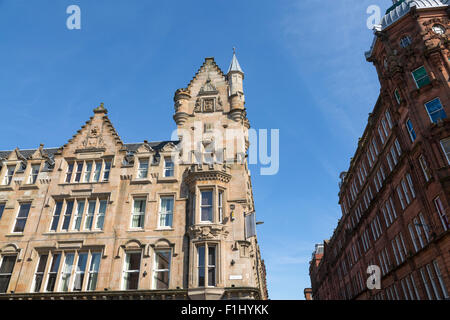 Merchant City Glasgow. Detail der City Bank Gebäude in 1850 gebaut, beherbergt jetzt Fraser Suites Serviced Apartments / Hotel, Trongate, Schottland, Großbritannien Stockfoto