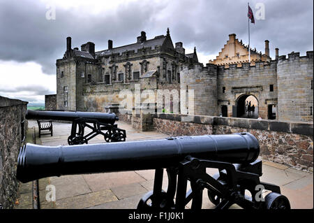 Kanonen auf Stirling Castle, Stirlingshire, Schottland, UK Stockfoto