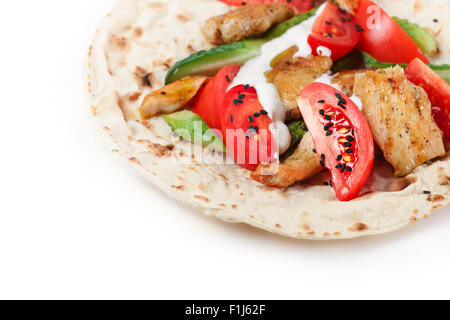 Gyros Pita, eine Art von Döner mit Huhn und Gemüse Stockfoto