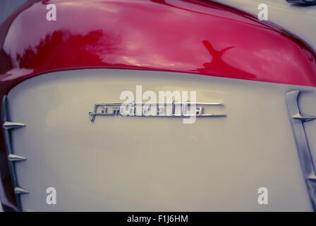 Nahaufnahme des Logos auf einem Motorrad Lambretta Stockfoto