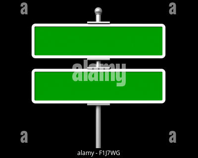 3D Render leere grüne Zeichen auf schwarzem Hintergrund isoliert Stockfoto