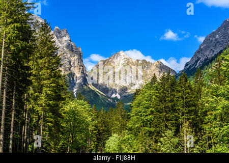 Aussicht von der Plockenpass zwischen Mortschach, Österreich und der italienischen Grenze Stockfoto