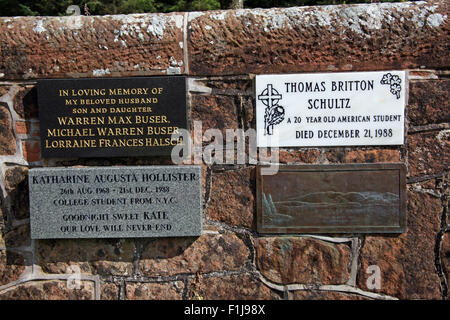 Lockerbie PanAm103 In Erinnerung Memorial Wall Nikolaus hellen Thomas Britton Schultz Warren Max Buser Katherine Augusta Stockfoto