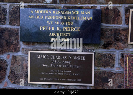 Lockerbie PanAm103 In Erinnerung Memorial Peter R Peirce Architekt Major Charles D McKee USA Armee, Schottland Stockfoto