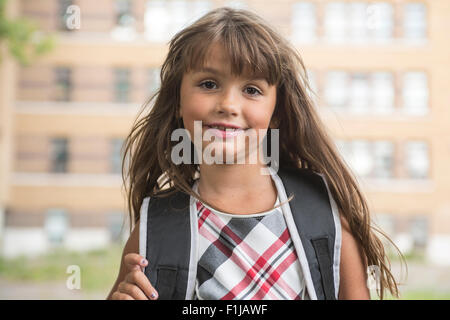 acht Jahre alte Schulmädchen Stockfoto