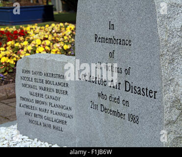 Lockerbie PanAm103 In Erinnerung Memorial Steinen Nahaufnahme, Schottland Stockfoto