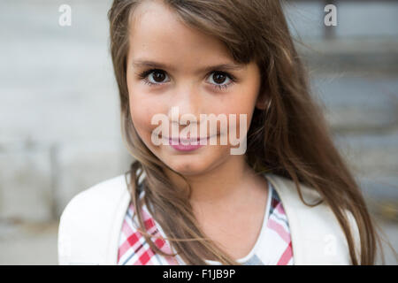 acht Jahre alte Schulmädchen Stockfoto