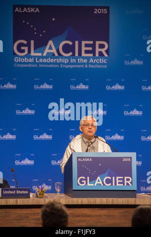 Anchorage, Alaska, USA. 31. August 2015. Alaska Nordwest Borough Mayor REGGIE JOULE auf Gletscher Konferenz über die Arktis. © Ron Levy/ZUMA Wire/ZUMAPRESS.com/Alamy Live-Nachrichten Stockfoto